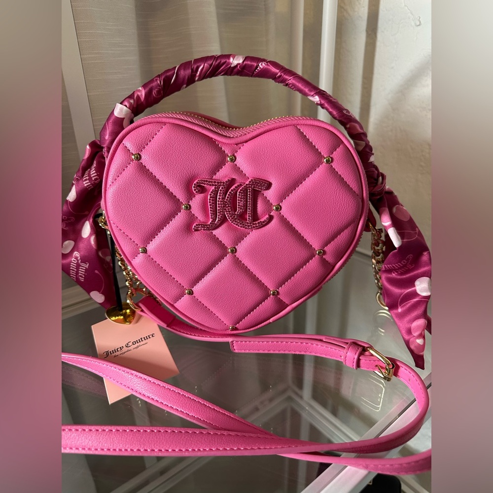 Juicy Couture Pink Quilted Heart Crossbody Bag